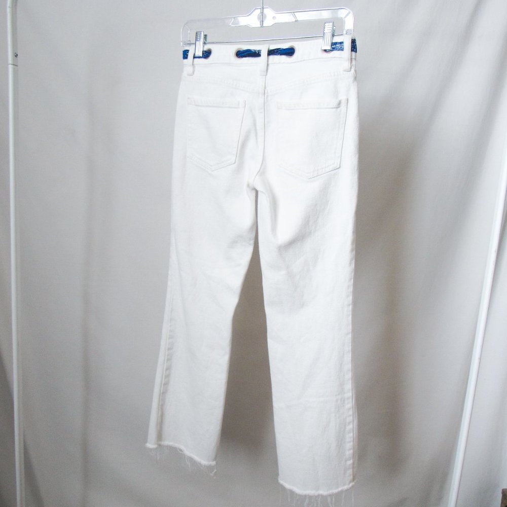 ✨WE THE FREE✨ Free People White Denim Pants with Bandana Print Belt Size-25, XS. - Picture 7 of 10